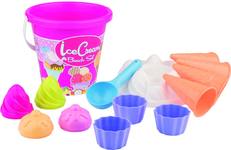 Sada na písek zmrzlina + cup cake růžový kyblík