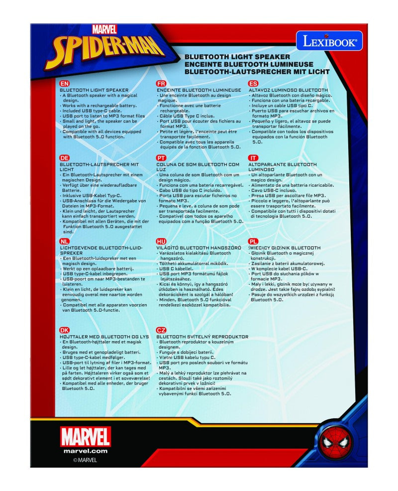 Lexibook bluetooth reproduktor se svítící figurkou Spiderman