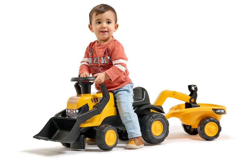 Odstrkovadlo - traktor JCB s přívěsem a přední/zadní lžící