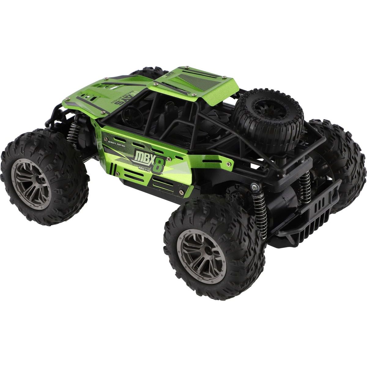 Auto RC buggy terénní zelené 22cm plast 2,4GHz na baterie + dobíjecí pack v krabici 32x16x18cm