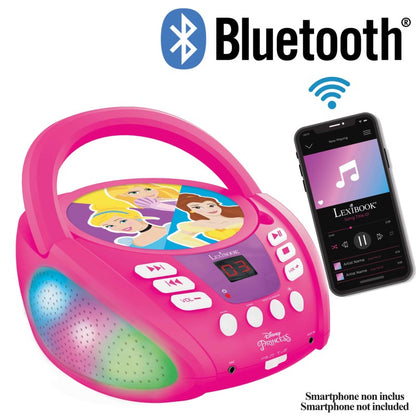 Lexibook CD přehrávač Disney princezny s bluetooth a světelnými efekty