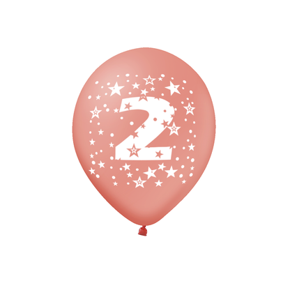 Barevný set - narozeninové balonky latexové (6 ks) 30 cm s číslem 2