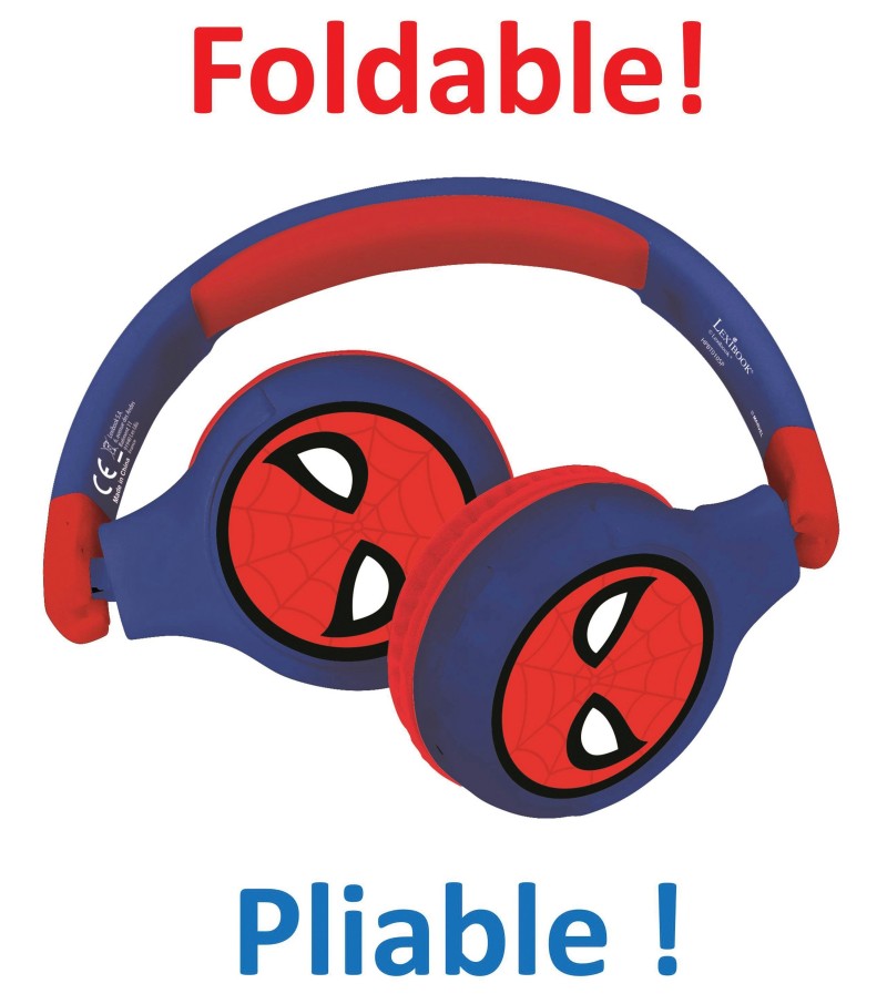 Lexibook 2v1 bluetooth skládací sluchátka Spiderman s limitem hlasitosti