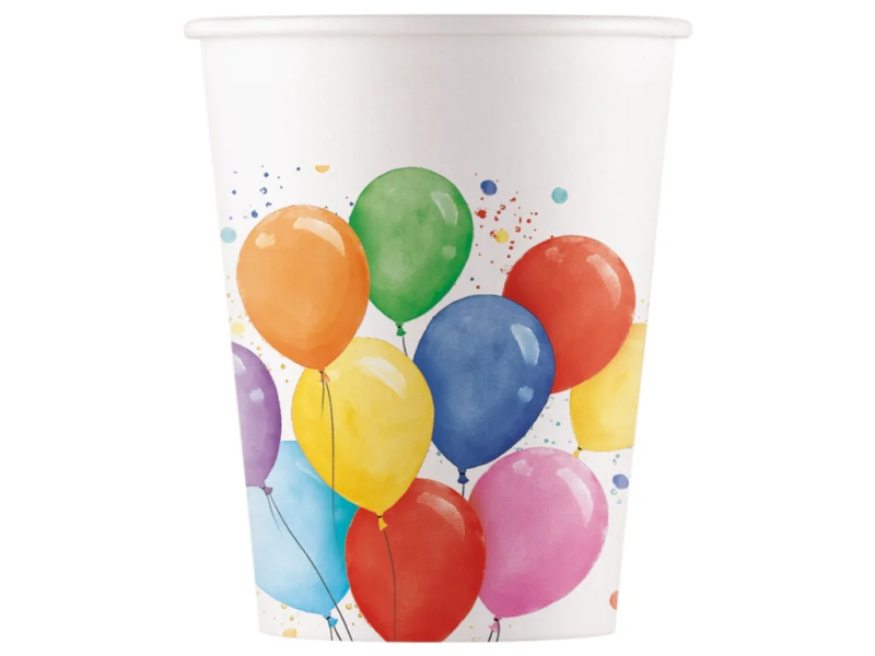 Kelímky papírové Barevné balónky 200 ml 8 ks