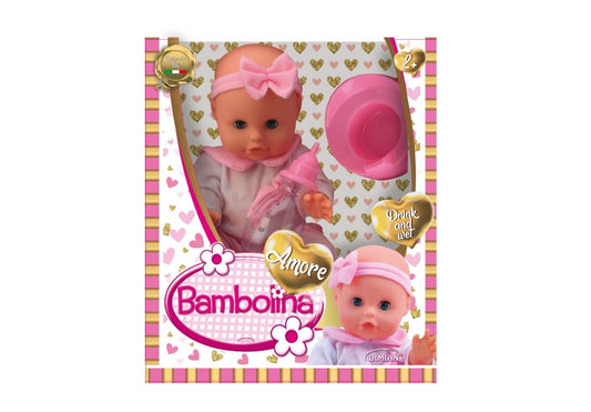 Panenka Bambolina Amore 33 cm s lahvičkou a nočníkem