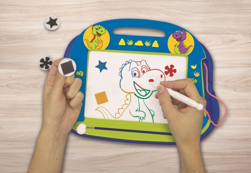 Lexibook vícebarevná kreslící tabulka Dinosauři s razítky