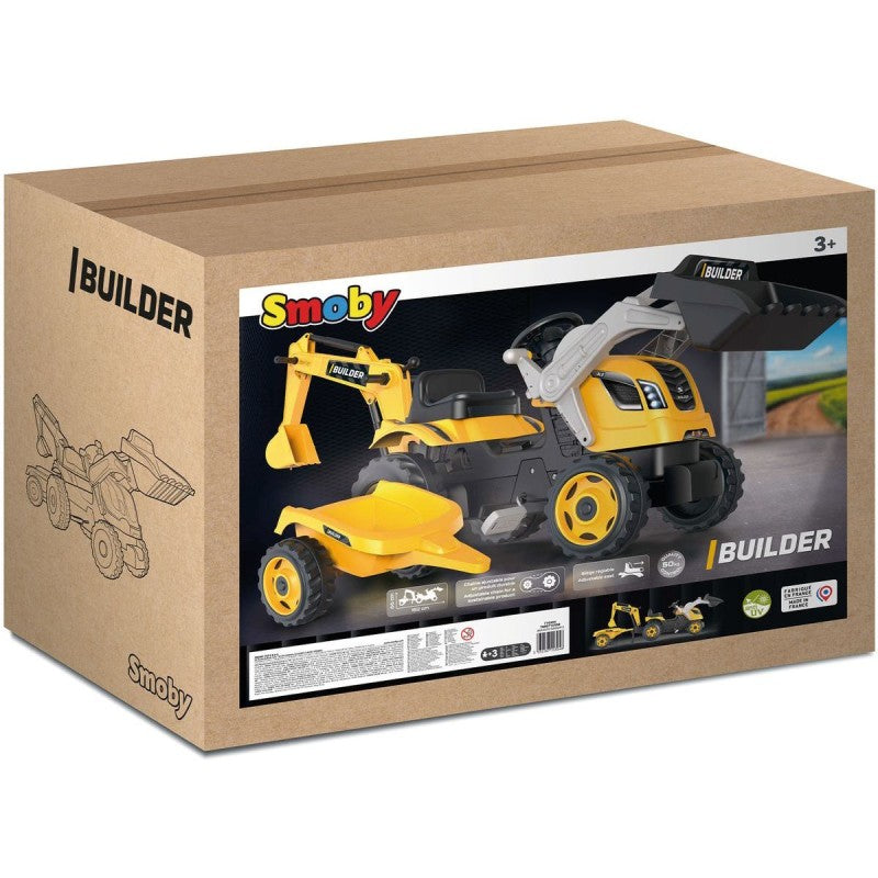 Smoby Šlapací traktor Builder Max s bagrem a vozíkem 710304