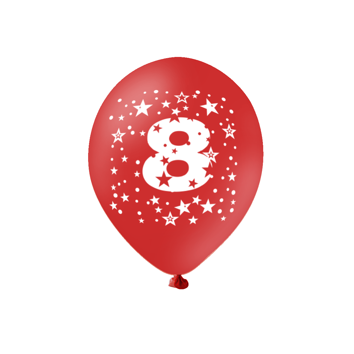 Barevný set - narozeninové balonky latexové (6 ks) 30 cm s číslem 8