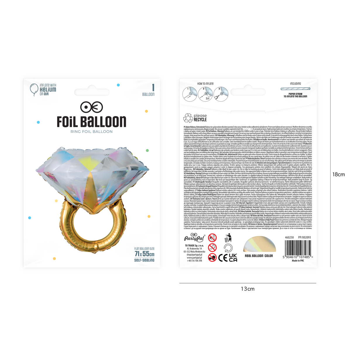 Fóliový balón prsten 71 x 55 cm