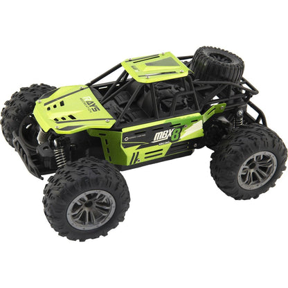 Auto RC buggy terénní zelené 22cm plast 2,4GHz na baterie + dobíjecí pack v krabici 32x16x18cm