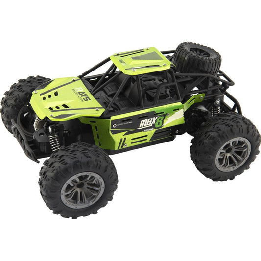 Auto RC buggy terénní zelené 22cm plast 2,4GHz na baterie + dobíjecí pack v krabici 32x16x18cm