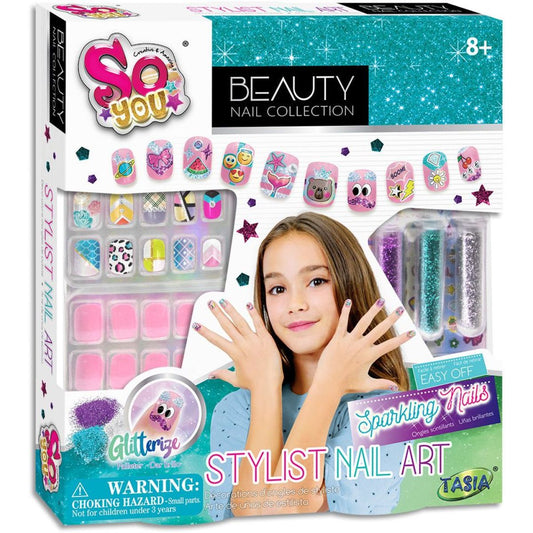 Stylová sada Nail Art s třpytkami a samolepkami