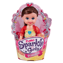 Princezna Sparkle Girlz malá v kornoutku růžovo-zelené šaty- hnědé vlasy