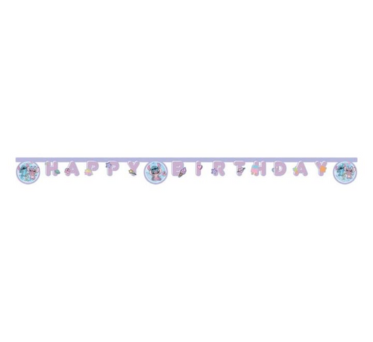 Banner papírový Happy Birthday Stitch a Angel Cute