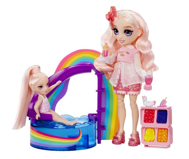 Rainbow High Sada s malou sestřičkou – bazén
