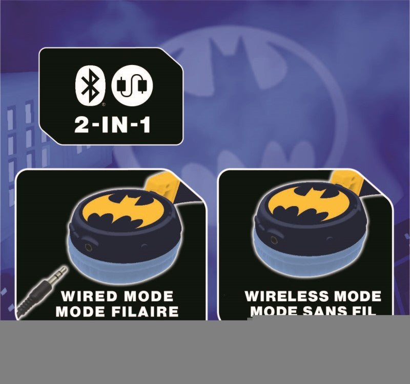 Lexibook 2v1 bluetooth skládací sluchátka Batman s limitem hlasitosti