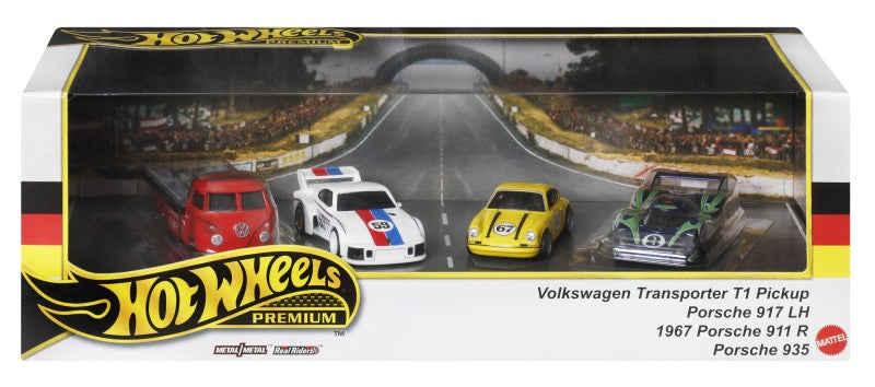 Hot Wheels 3ks prémiový angličák s týmovým tahačem - závod Le Mans
