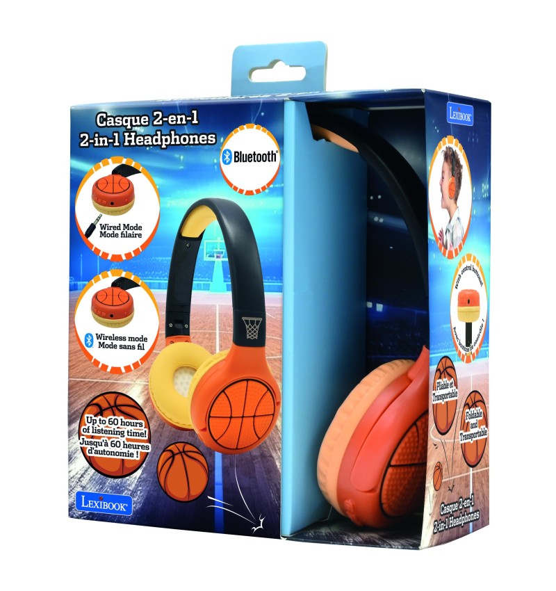 Lexibook 2v1 bluetooth skládací sluchátka Basketbal s limitem hlasitosti