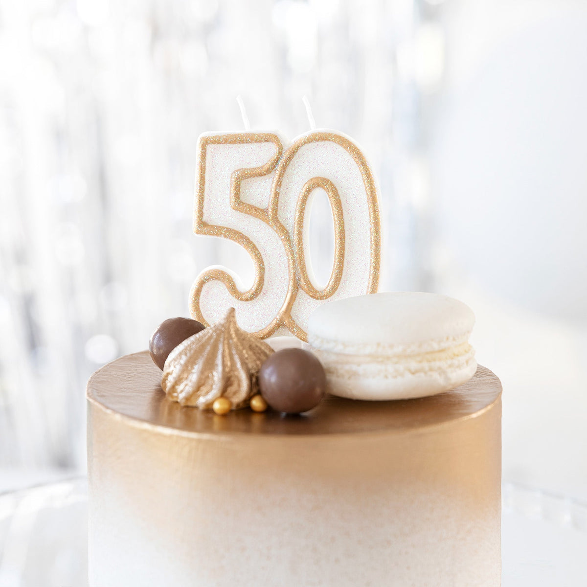 Zlatá číslicová svíčka 50