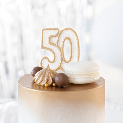 Zlatá číslicová svíčka 50