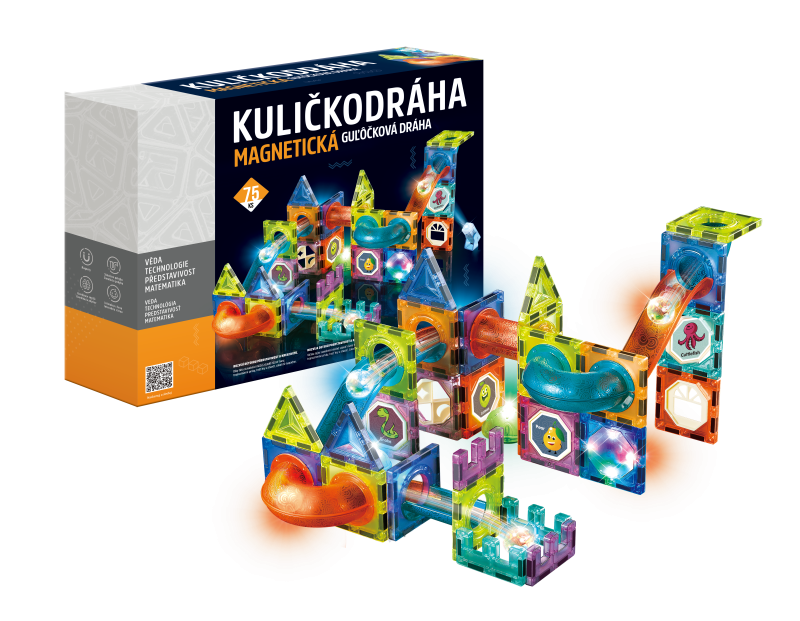 Kuličkodráha magnetická se světlem 75ks