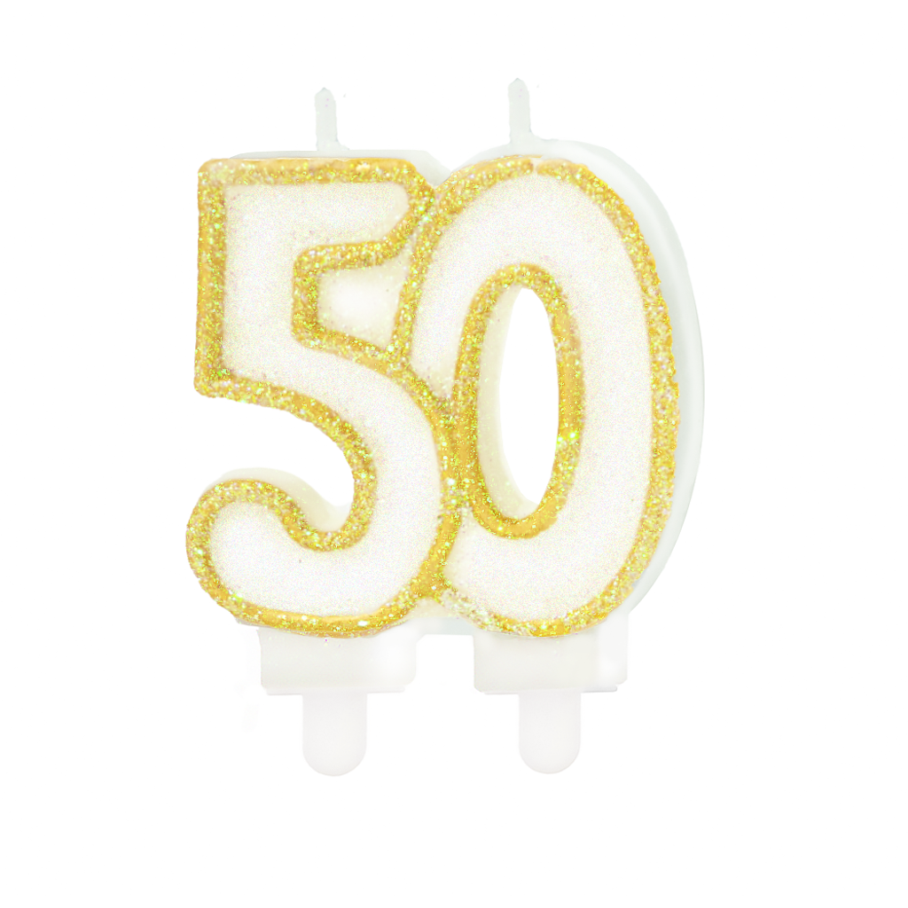 Zlatá číslicová svíčka 50