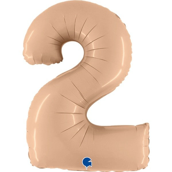 Balónek foliový číslo 2 Satenový nude 102 cm