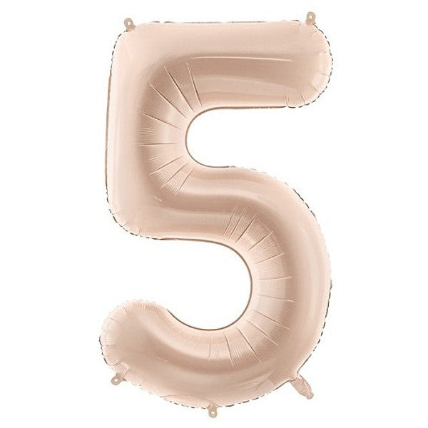 Balónek fóliový číslice 5 tmavě béžový 72 cm