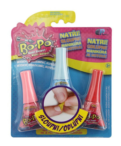 BO-PO sada 3 laky na nehty Fialová, růžová, zelená