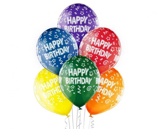 Balónky latexové „Happy Birthday“, 30 cm 6 ks