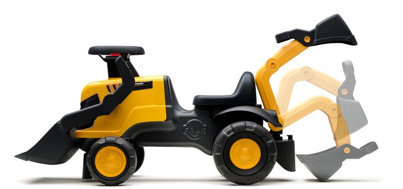 Odstrkovadlo - traktor JCB s přívěsem a přední/zadní lžící