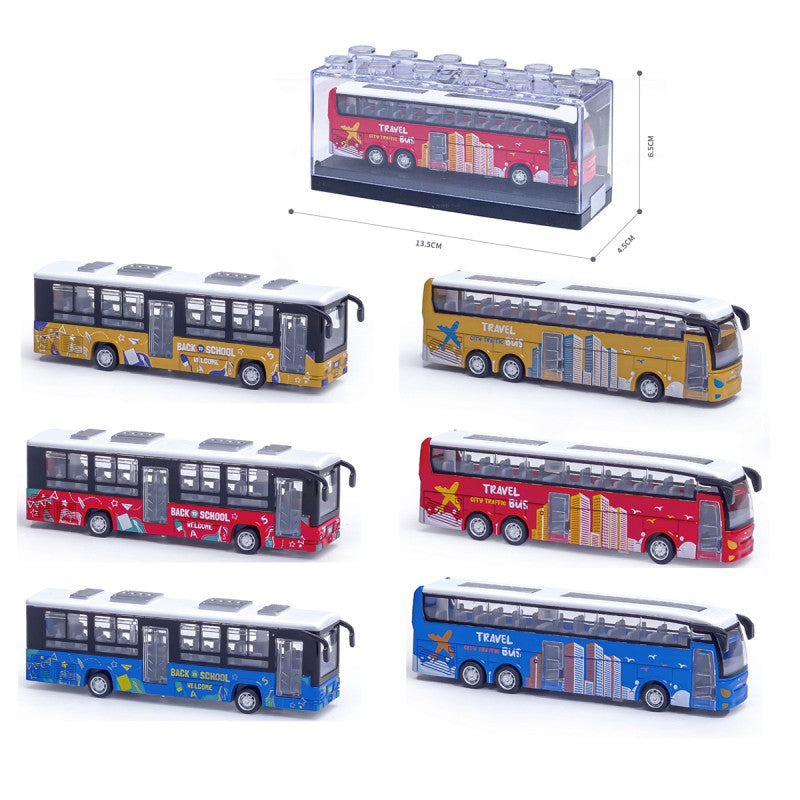 Kovový model školního autobusu s otevíracími dveřmi 1:64 - více druhů školní autobus žlutý