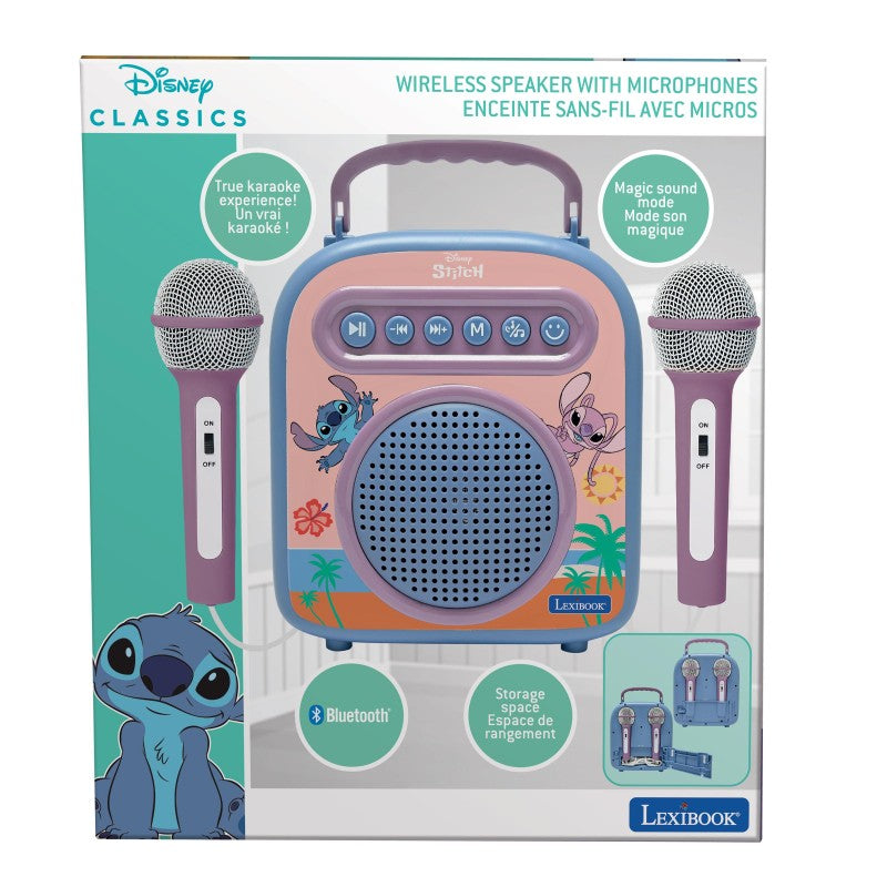 Lexibook bezdrátový reproduktor Stitch se 2 mikrofony a měničem hlasu