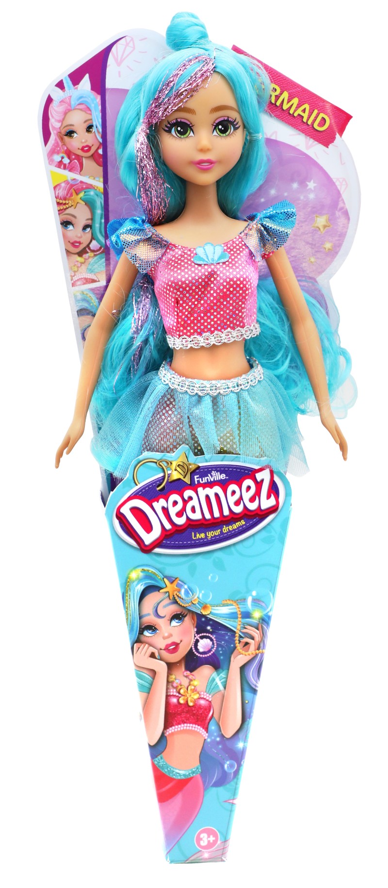Dreameez mořská panna v kornoutku modré vlásky