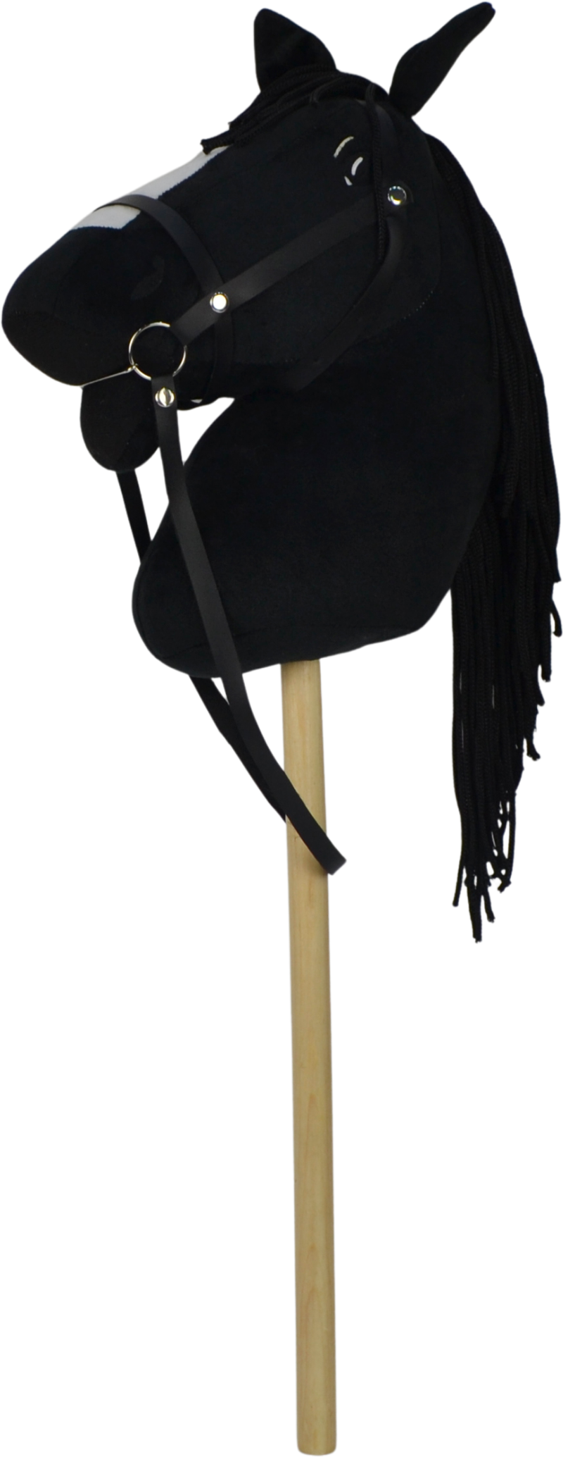 Černý kůň na tyči 73 cm, s černým batohem, se zvukem koně