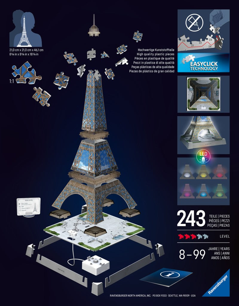 Puzzle 3D Iconics: Eiffelova věž Noční edice