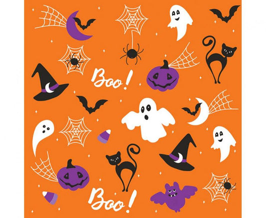 Ubrousky papírové Halloweenské motivy na oranžovém podkladu, 33 × 33 cm, 20 ks