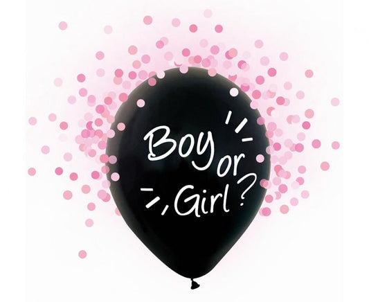 Balónky latexové Boy or Girl s růžovými konfetami 30 cm, 4 ks