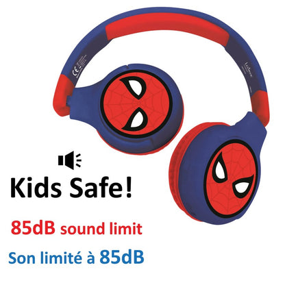 Lexibook 2v1 bluetooth skládací sluchátka Spiderman s limitem hlasitosti