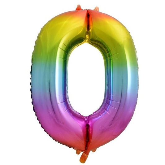 Balónek foliový číslo 0 duhové 85cm