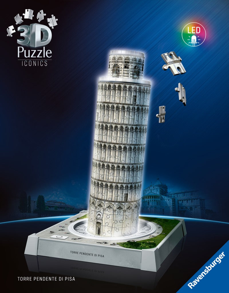 Puzzle 3D Iconics: Šikmá věž v Pise Noční edice