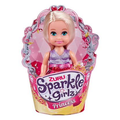 Princezna Sparkle Girlz malá v kornoutku růžovo-zelené šaty- hnědé vlasy