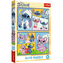Puzzle Se Stitchem není nuda 2v1 2x70 dílků