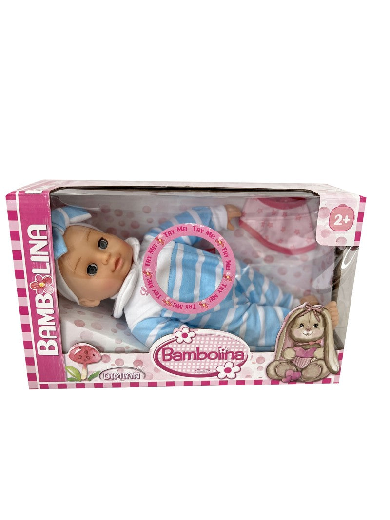 Panenka Bambolina Bebe 34 cm s 50 českými slovy růžový overal