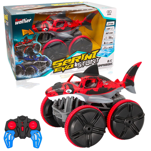 RC obojživelné auto - žralok červený