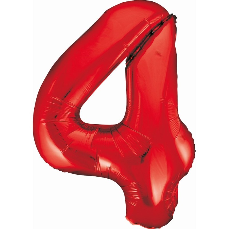 Balónek foliový čislice 4 červená 85cm
