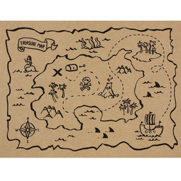 Prostírání papírové Mapa pokladu 6ks