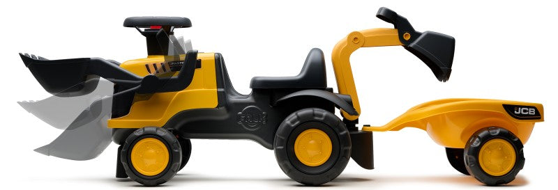 Odstrkovadlo - traktor JCB s přívěsem a přední/zadní lžící