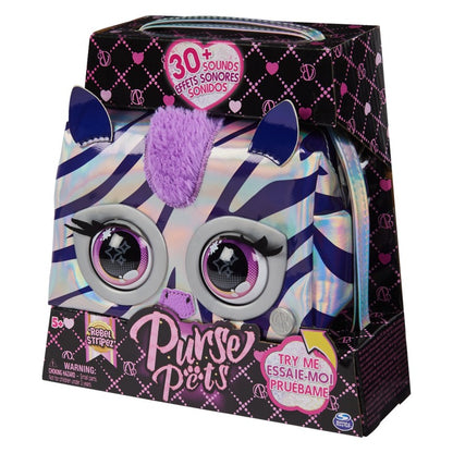 Purse Pets Metalická interaktivní kabelka zebra