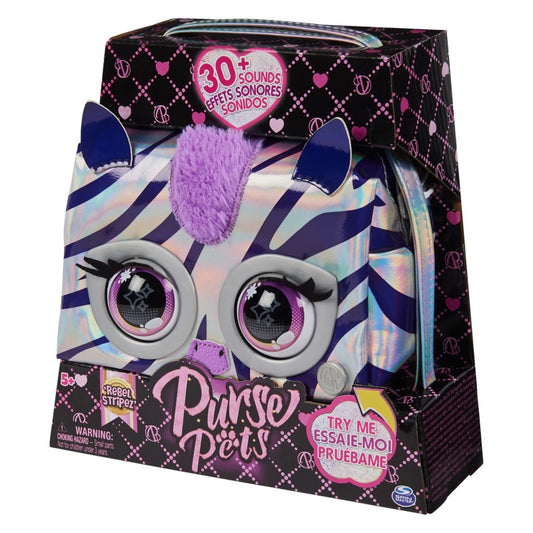 Purse Pets Metalická interaktivní kabelka zebra